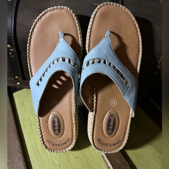 Dr. Scholl's | Shoes | Dr Scholls Flip Flop Style Sandals Baby Blue ...